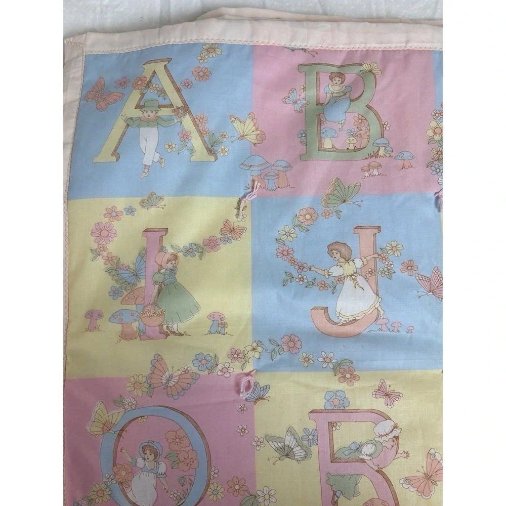 Baby Coverlet Alphabet Butterflies Flowers Victorian Blanket Lightweight 31